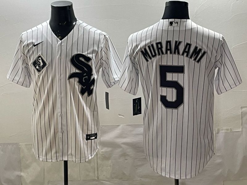 2026 Men Nike Chicago White Sox #5 Murakami White Stripe Game MLB Jersey 07